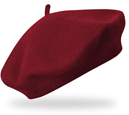 fiebig Baske aus 100% Reiner Wolle | Barett in One Size & Woll Qualität | Wollbaske in vielen Farben (One Size, Bordeaux)