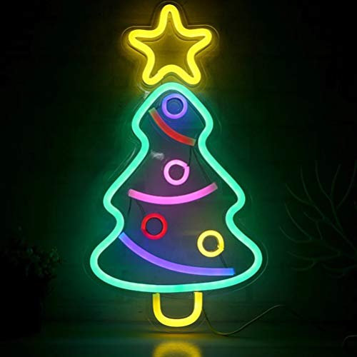 Uonlytech Luce da Tavolo Natalizia Albero di Natale Decorativo Luce Al Neon Albero di Natale Luce Notturna Luce da Tavolo Natalizia per La Casa 1 Pz