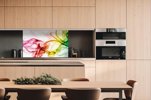 Küchenrückwand Verbundplatte Rauch 100 x 60 cm | Spritzschutz Küche für Herd Spüle | Premium Qualität, Alu Dibond, Stärke 3 mm - Made in EU | Inklusive Kleber