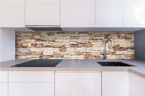 Dimex Küchenrückwand Verbundplatte STEINIGE Wand 240 x 60 cm | Spritzschutz Küche für Herd Spüle | Premium Qualität, Acrylglas - Plexiglas, Stärke 5 mm - Made in EU | Inklusive Kleber