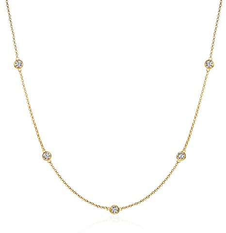 namana Lange Kette für Frauen, Lange Kette für Damen mit Cubic Zirkonia Steinen, zierliche Halskette für Frauen, Teenager, Mädchen, mit Schmuckbeutel