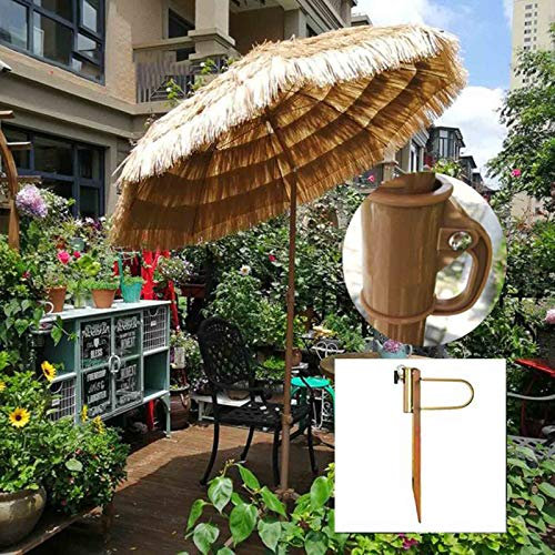 FACC 6.5ft/200cmparasol Exotique Paille, Parasol Plage, Parasol De Jardin Exterieur, Parasol Paille Hawai avec Housse, Fonction D'inclinaison, Réglable en Hauteur, pour Terrasse, Cour