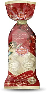 Reber Edelmarzipan-Kugeln – 8er Confiserie-Tüte in der Weihnachts-Edition – Zartbitter-Schokolade und Marzipan