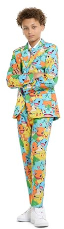 OppoSuits Teenager-Jungen-Pokémon-Anzug - Pikachu-Outfit - Inklusive Blazer, Hose und Krawatte - Mehrfarbig