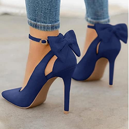 YHCS Mujeres Puntiagudos Tacones Altos Delgados Damas Sexy Bombas Con Hebilla Correa Femenina Moda Bowknot Zapatos Más Tamaño 34-43