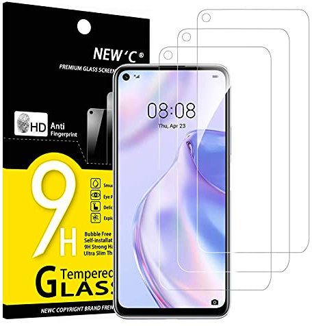 NEW'C 3 Pezzi, Vetro Temperato per Huawei P40 Lite 5G, [Non per Huawei P40 Lite 4G] Pellicola Prottetiva Anti Graffio, Anti-Impronte, Senza Bolle, Durezza 9H, 0,33mm Ultra Trasparente, Resistente