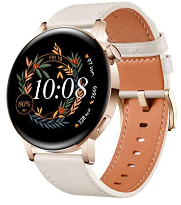 HUAWEI WATCH GT 3 46 mm, Longue autonomie, AI Running Coach, 100+ modes sport, Appels Bluetooth, Positionnement à cinq systèmes, Surveillance du SpO3, Compatible avec iPhone et Android,Blanc