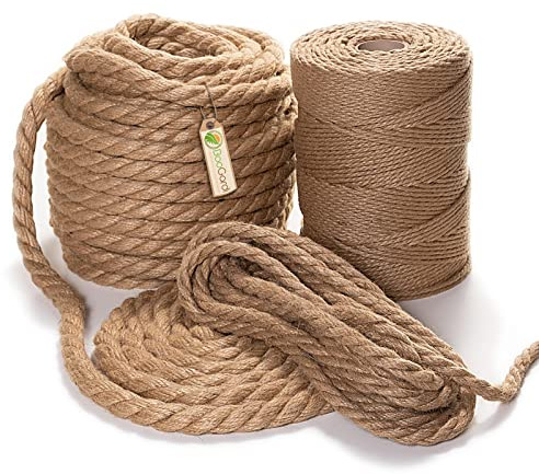 BOOGARDI Jute Kordel dick & dünn · Juteseil in Ø 6-32mm · Hanfseil Juteband für Garten, DIY, Deko · Sisalseil, Kordelband, Tau, Strick, Lasso Cowboy · Juteschnur Ø 24 mm x 20 m