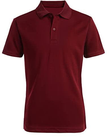 IZOD Boys' School Uniform Performance Short Sleeve Solid Polo, Burgundy, 5
