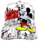 Disney Mickey Mouse Comic Book Print Snapback Baseball Hat (Black and White)