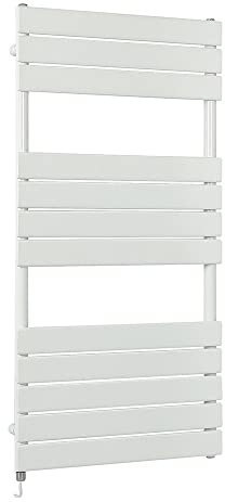 Milano Lustro 800W White Flat Panel Electric Heated Towel Rail - 1200mm x 600mm
