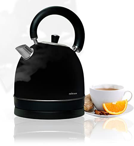 Mellerware - Bouilloire électrique en acier inoxydable Spring! 2200 W | Indicateur de niveau d'eau | 0-100 ºC Chauffage rapide en moins de 3 min 1,8 l | Base 360° | Sans BPA | Kettle Design théière