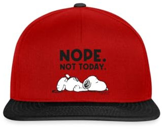Spreadshirt Peanuts Snoopy Nope Not Today Bürohumor Snapback Cap, One Size, Rot/Schwarz
