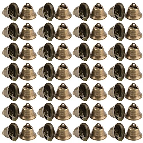 AUEAR, 60 Stück bronzefarbene Mini-Glocken, kleine Freiheitsglocken, 26 mm, dekorative Glocken, Weihnachtsbaumschmuck für Party, Windspiel, Urlaub, Dekoration, DIY Handwerk