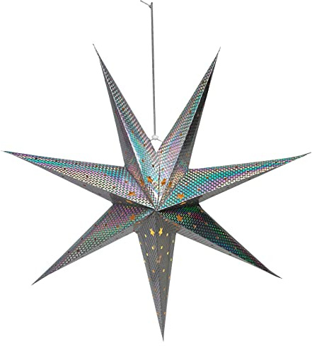 Large Silver LED Paper Hanging Star 60cm Lantern Christmas Ornaments Hanging Decoration Window Party Home Decor Folding Christmas Star