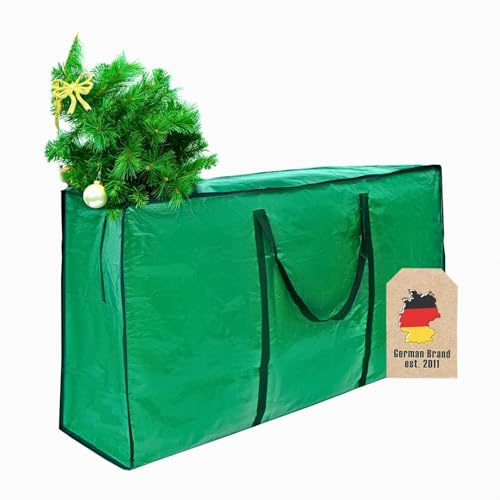 Intirilife Tannenbaumhülle Aufbewahrungstasche Tragetasche in Grün - 135 x 34 x 68 cm - Christbaum Weihnachtsbaum Tasche Hülle zum Transportieren und Aufbewahren von Weihnachtsbäumen und vielem mehr