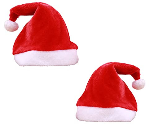 Zehan Zitong 2Stück Weihnachtsmütze Nikolausmütze Plüsch ,Rot Dicker Fellrand aus Plüsch Nikolaus Mütze ,Weihnachtsfeier Weihnachtsmarkt ,WeihnachtenNeujahrsgeschenk