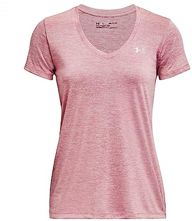 Under Armour T- Shirt Tech à Manches Courtes et col en V torsadé Femme, Rose, XXL