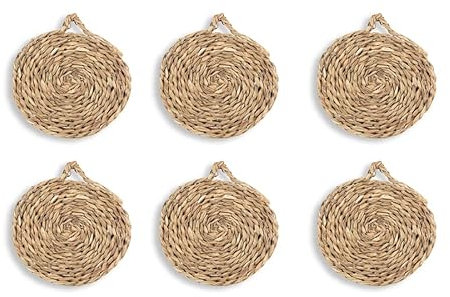 HERSIG - Salvamantel Individual con Asa | Mantel Individual Redondo - 15 cm | Pack 6 Salvamanteles