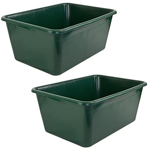 Petigi 2X Wildwanne Futterwanne Mörtelwanne Kunststoffwanne Wassertrog Wasserbehälter 65 L Grün Lebensmittelecht Multiwanne