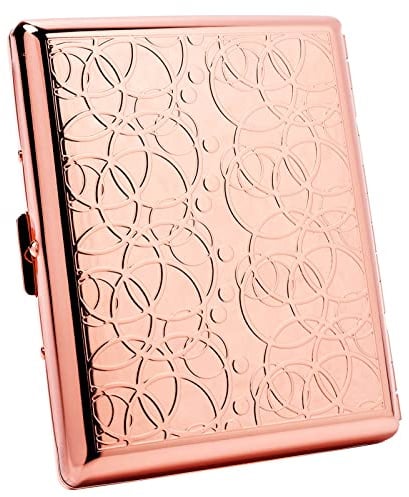 Goshentech Retro Metal case, placcato oro rosa, 20 capacità, per uomini e donne (oro rosa, 100mm King Size)