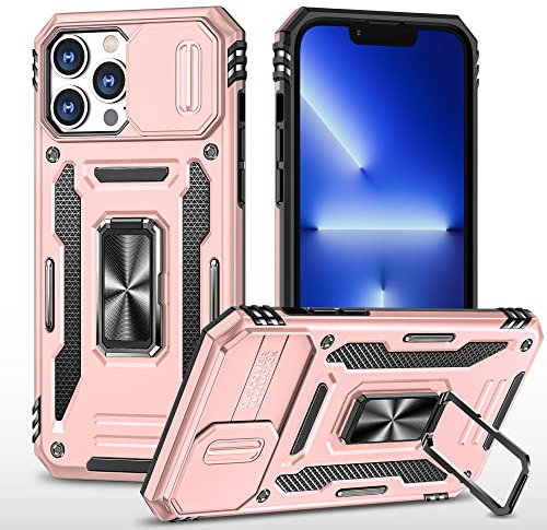 2NSPDRGNI Coque Compatible avec iPhone 12 Pro Max 6.7,Protection de la Caméra en PC Dur Anti-Chut Renforcée Case Armor Antichoc Bumper Housse Etui,Or Rose