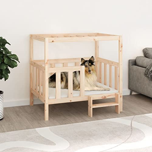 JUNZAI Hundebett, Hundekissen, Katzenbett, Dog Bed, Hunde Bett, Katzensofa, Hundecouch, Petbett Hunde, 105,5x83,5x100 cm Massivholz Kiefer