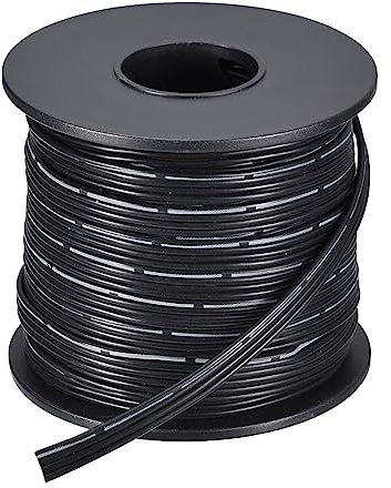 sourcing map 22AWG Ribbon Cable Silicone Wire 4Pin 22 Gauge Ribbon Wire Flat Silicone Cable 15m/50ft Black Stranded Tinned Copper Wire