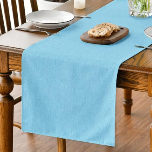 Artoid Mode Hellblau Tischläufer, Abwaschbar Küche Esstisch Tisch Dekoration Drinnen Urlaub Party Dekor 40x140 cm