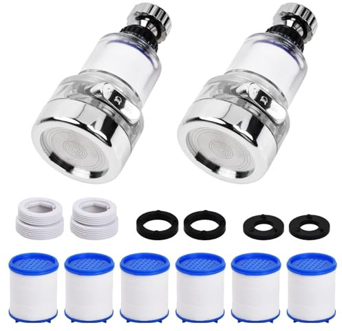 Tibapla Filtro de Agua para Grifo,Filtro de grifo para el hogar, Purificador a Prueba de Salpicaduras,2 Pcs Filtro Purificador de Agua de Grifo, Filtro de Grifo Giratorio de 360° para Cocina y Baño