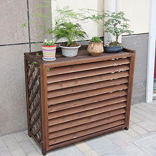 Massivholz-Gitter-Klimaanlagen-Blumenständer, Sichtschutz für den Außenbereich, freistehender Klimaanlagenständer, Fensterladen-Klimaanlagenzaun für Außengeräte