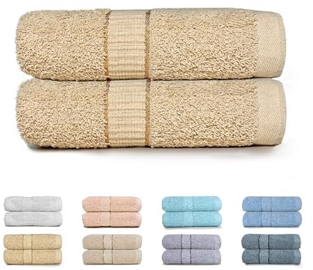 GFD Textiles - Juego 2 Toallas de Baño Extra Grandes 100x150 cm | 100% Algodón Premium Extra Suave & Súper Absorbente | Secado Rápido, Antibacterianas, Lujo SPA & Hotel | Albaricoque