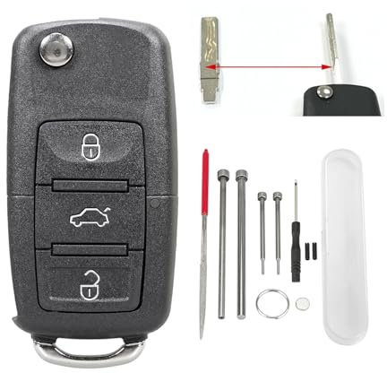 Für Volkswagen Schlüsselanhänger Gehäuse mit Stahl Pin Removal Tool Nadelfeile Für VW Jetta Golf Skoda Transporter Seat Octavia Polo B5 Leon Tiguan Touran Sharan MK6 Scirocco Jetta Passat Bettle (B)