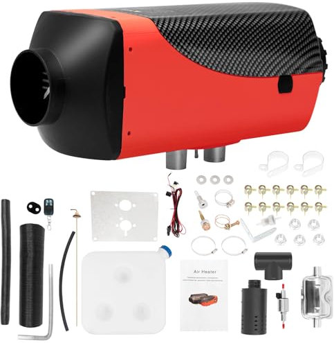 EVGTTI 12V 5KW-8KW Air Diesel Heater Parking Night Heater with Silencer LCD Switch 10L Tank For Truck, Boat, Car Trailer, Motorhomes, Campervans, Caravans (Red)