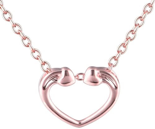 Epinki 9K Rose Gold 375 Kette, Herz Anhänger Halskette, Au750 Rosegold Statmentketten Gross Echtgold Schmuck 45cm