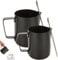GBACHOOSE 350ml/600ml Milk Frothing Jug, Black Milk Jug for Coffee Machine, Stainless Steel Milk Frothing Pitcher with Art Pen for Cappuccino, Latte