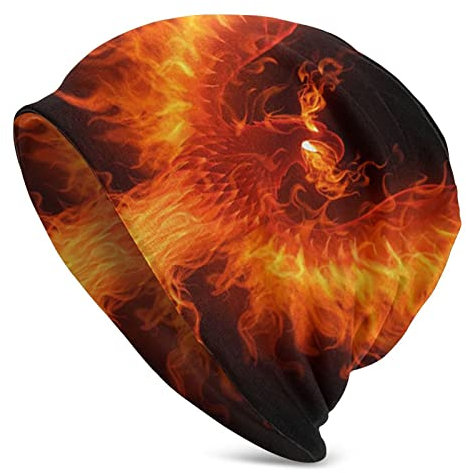 Multifunktions-Beanie-Mütze für Damen und Herren, Totenkopfmütze, Schlafmütze, Strickmütze, Fire Flame Phoenix B, One size