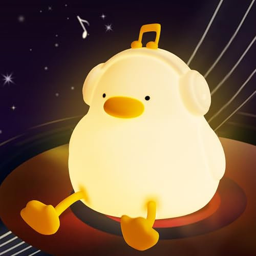 Attivolife Musikalische Kopfhörer Enten Nachtlicht, Silikonlampe mit einzigartigem Musik-Element, Beste Dekoration für Schlafzimmer, Studio, Café, Bar, Kreative Geschenkidee für Kinder, Freunde