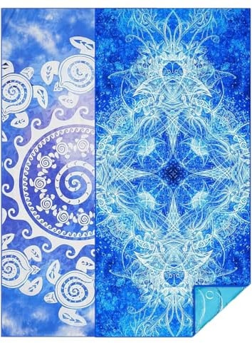 2 Stück Strandtuch Mikrofaser Beach Towel Schnell Trocknendes, Leichtes, Sandfreies Handtuch Strandtücher Sommer Strand Geschenke für Erwachsener (Rotierende Schildkröte/Mysteriou Blue, 160x80 cm)