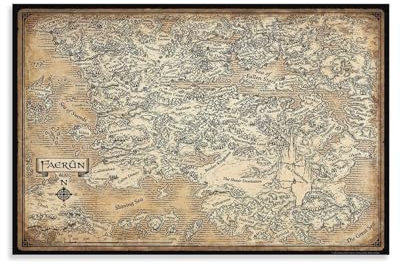 Faerûn – Forgotten Realms Brett, Gaming-Karte, Poster, Wanddekoration für Schlafzimmer, Leinwand, Gemälde, Badezimmer, Kunst, Wanddekoration, 30 x 45 cm