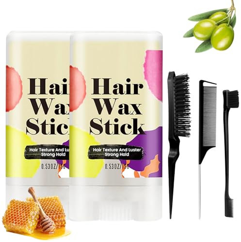 2 Pcs Hair Wax Stick Wax Stick For Hair Haarwachs Stick Wachs Stick Haare Hair Stick Geeignet Für Perücken Krauses Lockiges Haar Kinderhaar Frisuren Kaputtes Haar Koteletten-Styling 3 Kämme