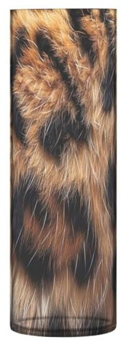 JUMBEAR Beautiful Brown Leopard Print Vase for Flowerse -Clear Vase Rustic Home Décor for Modern Farmhouse, Ideal Shelf, Table & Entryway Decor