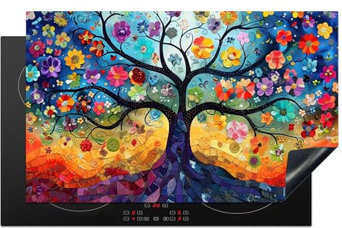 KitchenYeah© Copri Piano Cottura 83x51 cm Coprifornelli Tappetino per Induzione Fornello Tutto per la Cucina Albero della vita - Colori - Albero