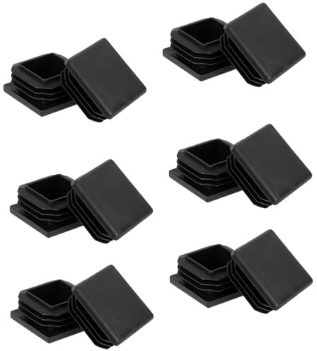 12 Pack Square Tubing End Caps 25x25 mm Black Plastic Plugs 1 Inch Fence Post Pipe Cover Fitness Equipment Furniture Finishing Plug for Square Metal Tube