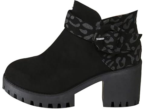 Generico Scarpe Stivali Eleganti, Tronchetti Invernali Morbidi Con Tacco, Comoda Stivaletti Corti Vintage Motociclista Casual Elasticizzati Donna Curvy