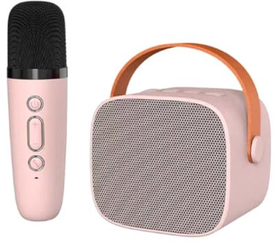 GOSER Bluetooth Speaker with 1 Wireless Microphone Mic Karaoke Machine Music Player for Adult and Kids Subwoofer System Pink Easy Install Easy to Use