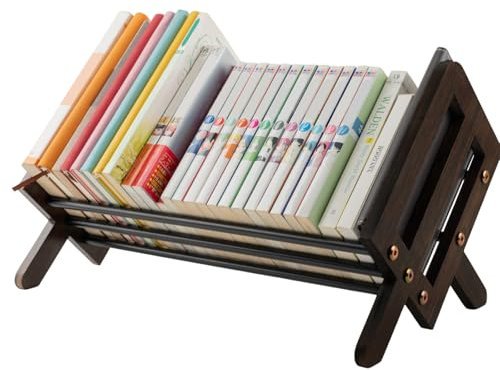 Fox Claw Bücherregal aus Holz, neigbar, Schreibtisch-Bücherregal, Organizer (Braun und Schwarz, 50 cm)