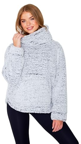 TURTLE Women’s Grey Fleece Lounge Top Snuggle Jumper Warm Pullover Jacket with Cowl Neck, Soft & Comfortable FitWinter Thermal Sweatshirt for Loungewear