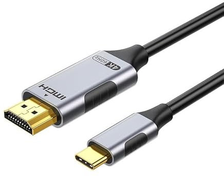 Câble USB C vers HDMI 2M, Adaptateur USB C vers HDMI 4K 60Hz, Thunderbolt 3/4 Compatible avec MacBook Pro Air iPad Pro Air Galaxy S23/S22/S21 Note 20 Surface Pro, Chromebook Transmission Ultra HD