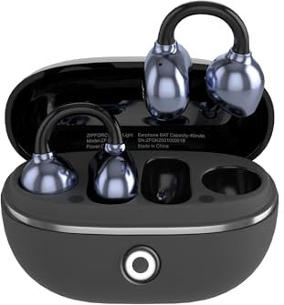 ZIPFORCE Anillo de oído Abierto Auriculares inalámbricos Verdaderos, Open Ear Clip inalámbrico Bluetooth 5.4 OWS, IPX5 TWS, Negro